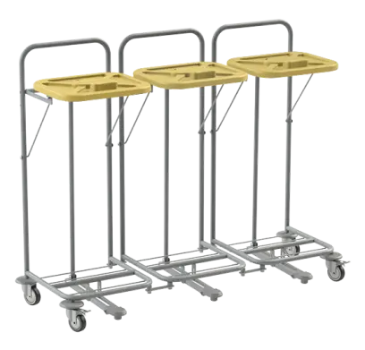 VK 80 - 3N vozík na třídění odpadu a prádla, nožní otevírání plast - VK - žlutý